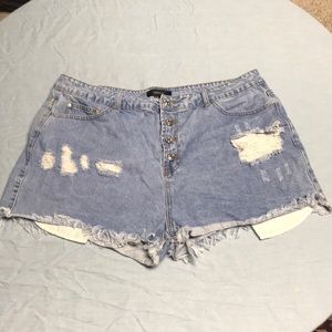 High Waisted Ripped Jean Shorts